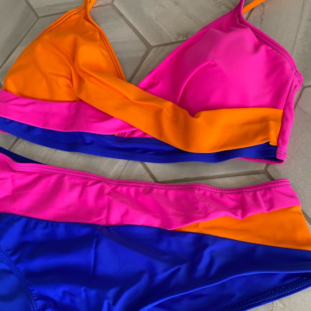 NWT Neon Color Block Bikini - Picture 5 of 8